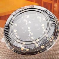 Vente en gros de barquettes à sushi jetables rondes en PET personnalisées, contenants en plastique pour la restauration rapide, boîtes à sushi avec couvercle transparent