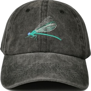 Hepandy Dragonfly Baseball Cap Sporty Washed Black Embroidered Cotton Canvas <b>Dad</b> <b>Hat</b> Unisex Adjustable Snapback Four Seasons Dot - Product Image 6
