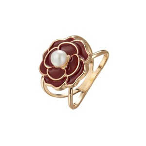 Bague en perles de fleurs plaquée or réglable pour un usage quotidien, bijoux unisexes - Product Image 5