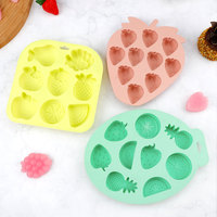 Moule à glaçons en silicone de qualité alimentaire en forme de fruits, moule à gelée de fraise, moules antiadhésifs DIY pour citron et chocolat