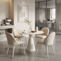 Ensemble de table à manger moderne en pierre frittée ronde avec 4 chaises, gain de place, E1 Eco, imperméable, pour bureau, réception, café, salle de réunion