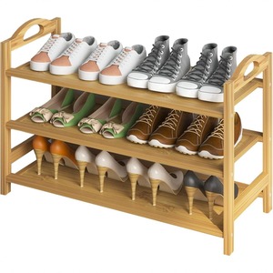 Lianheng <b>Shoe</b> Rack Three Layer Bamboo Standing Entryway <b>Storage</b> <b>Space</b> <b>Saving</b> Simple Design for Home Indoor Use - Product Image 3