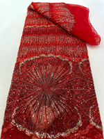 Dentelle en filet de perles colorées NI.AI, dentelle nigériane perlée et à sequins pour robe de mariée, tissu pour femmes