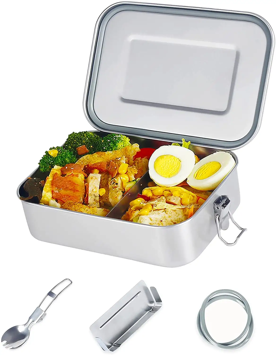ステンレス製ランチボックスプラスチックフリーBPAフリー18/8ステンレス製食品収納ボックス仕切り付き漏れのない食品容器