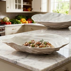 Assiette en céramique blanche en forme de coquille d'huître fabriquée <span class=keywords><strong>à</strong></span> la main pour la vaisselle de restaurant - Product Image 2