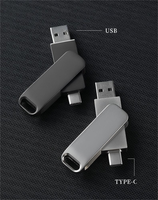 Clé USB Métal Pivotante Type-C, Clé USB 2-en-1 Type-C avec Logo Personnalisé