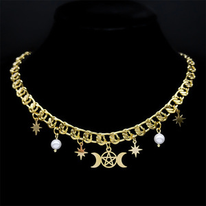 Collar con Pentagrama de la Triple Diosa Luna, Acero Inoxidable, Accesorio de Joyería para Mujer, Secreto de la Diosa <span class=keywords><strong>Hécate</strong></span> - Product Image 3