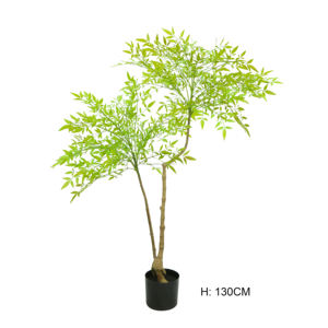 Fábrica de Guangdong, venta al por mayor, hojas de seda falsas, 130cm, plantas artificiales en maceta, vegetación, árbol Nandina Artificial para casa de jardín - Product Image 1