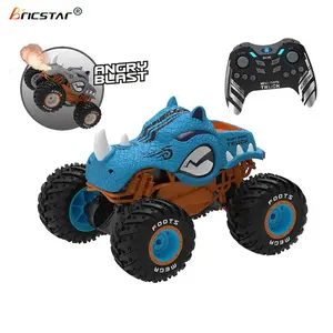 Bricstar 2.4G rc monster animal truck gyro standing up stunt car 360 spinning dancing dinosaur climbing toy car per bambini