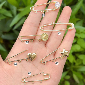 Spilla di sicurezza CZ9425 con ciondoli, spilla di sicurezza per neonati con ciondoli a forma di bambina, bambino, cuore, croce, Vergine Maria, spilla per passeggino, regalo per bambina - Product Image 2