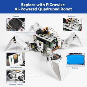 Ván Sunfounder Picrawler AI Robot Kit Đối Với <span class=keywords><strong>Raspberry</strong></span> Pi5/4/3B +/3B/Zero 2W, Chatgpt-4o Kích hoạt, Python, FPV (RPI Không Bao Gồm - Product Image 3