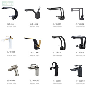 Grifo de lavabo de cascada cuadrado negro de latón cerámico con un solo orificio para agua fría y caliente para baño de hotel - Product Image 2