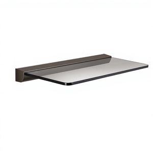 Meuble mural créatif minimaliste moderne pour salon, 3 étagères, design antichoc, en alliage d'aluminium et verre - Product Image 4