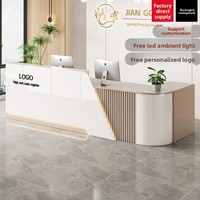 QT-212X Comptoir de caisse en cuir moderne et minimaliste, comptoir de réception de luxe léger pour salon de beauté, salon de thé, bar incurvé