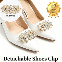 Clips de chaussures amovibles en forme de fleur avec strass Marquise, décorations de talons pour mariage