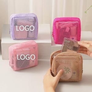 Sales Promotion Portable Mini <b>Cute</b> Makeup Pouch Durable Lipstick Storage Zipper Coin <b>Purse</b> Small Square Mesh Cosmetic Bags - Product Image 1