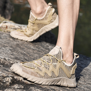 Chaussures décontractées d'été pour hommes, légères et respirantes, en daim et maille, style ajouré fin avec semelle intermédiaire textile et semelle extérieure en EVA - Product Image 2