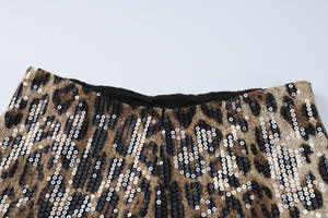 Nuovo abito da donna primavera autunno maglia elastica Top + Shorts con paillettes 2 pezzi abbinati leopardo due pezzi Set da donna Sexy - Product Image 6