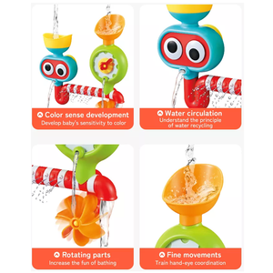 Juguete de bañera giratoria con pulverizador para bebés, juego de bañera con ventosa, se adhiere a las paredes de la bañera, ideal para regalo de verano - Product Image 5
