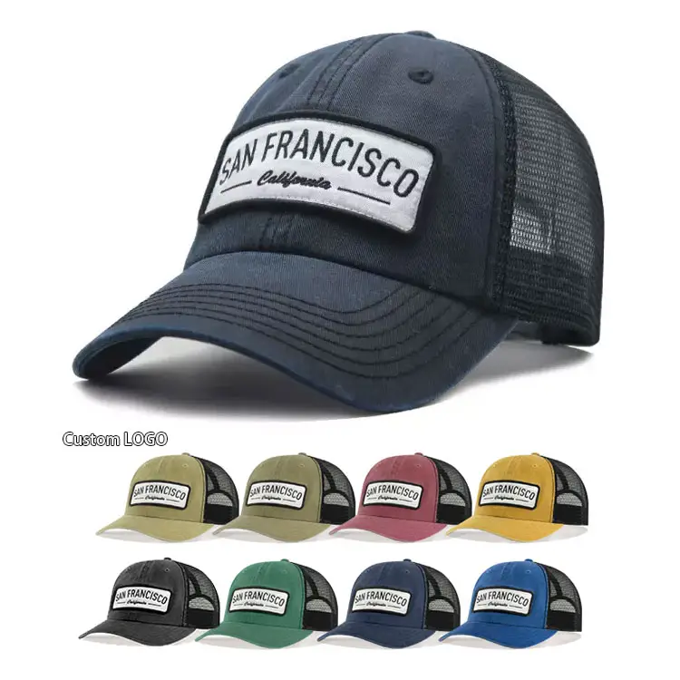 Haute qualité concevoir votre propre 6 panneau camionneur chapeaux hommes Logo personnalisé broderie Patch sport maille chapeau unisexe Gorra camionneur casquette