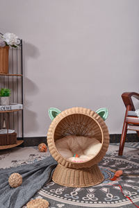 XH Luxus hand gefertigte Kunststoff Rattan Sommer kühlung Komfortable Hunde haus & Katze Form niedlich Bett möbel & Haustier korb - Product Image 4