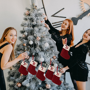 Aanpasbare Rode Gebreide Kerstsokken Snoepvormige Kerstboom Hanger Geborduurde Brief Sokken Thuis Feest Decoraties - Product Image 4