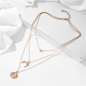 Trendz Gros Nouvel Alliage Évider Rond et Lune Charme Layered Collier de <span class=keywords><strong>Carte</strong></span> Du Monde Pour Femmes - Product Image 5