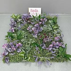Beda 5D لوح زهور حريري خضراء صناعية مصنوع يدويًا ترتيب مخصص 8 قدمًا × 8 قدمًا ستارة خلفية عشبية ديكور حفلات الزفاف