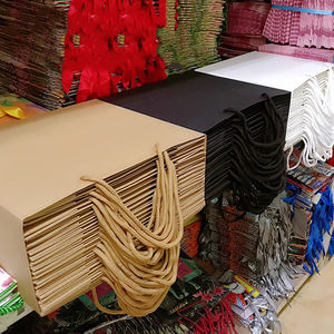 Logo personnalisé marron sac de livraison poignée plate pour pique-nique <span class=keywords><strong>camping</strong></span> à emporter restaurant sac en papier kraft à emporter avec poignée découpée - Product Image 3