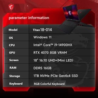 Laptop Gaming Performa Tinggi 2026 New Intel -Titan 18Pro U9-285HX Rtx5090/5080 18 inci 4KM 64g+4T 120Hz Laptop Esports Berkinerja Tinggi
