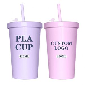 Mug écologique biodégradable de 15 oz avec paille et tasse à café de voyage avec logo personnalisé pour voiture - Product Image 3