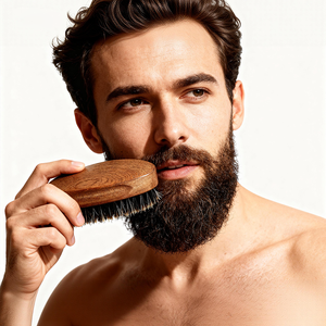 ชุดหวีแปรงเคราไม้ธรรมชาติสำหรับผู้ชายแปรงเคราขนแปรงสำหรับหนวด - Product Image 4