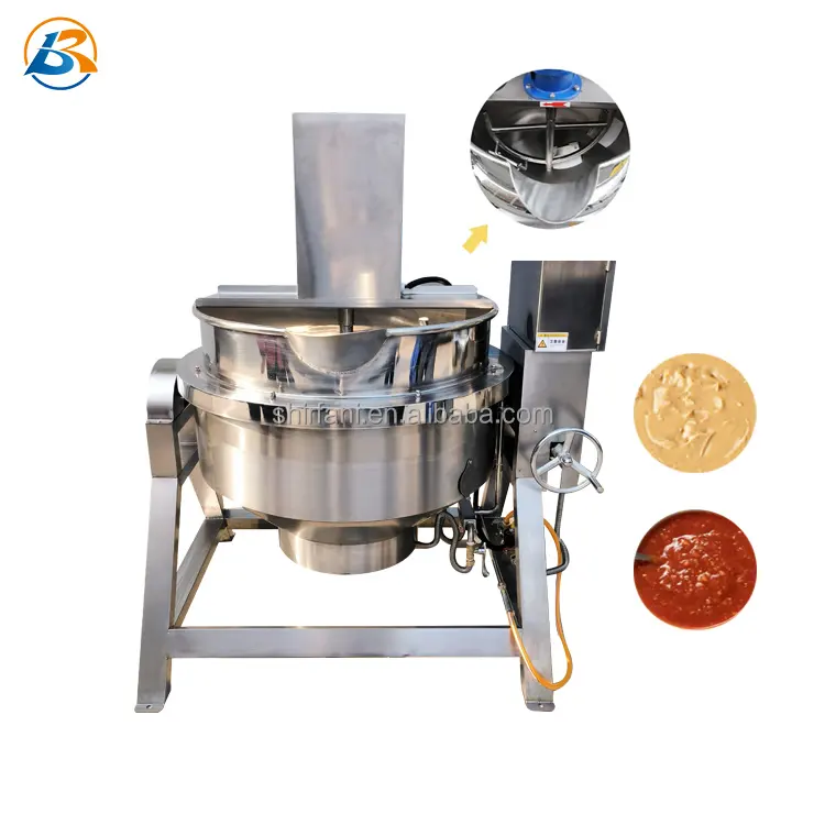 Otomatik çelik pişirme makinesi/gıda pişirme devirme Pot/elektrikli buhar gazı ısıtmalı ceketli su ısıtıcısı ile mikser
