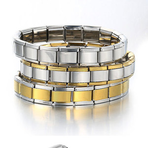Pulsera Italiana Unisex Modular Plateada, Diseño Compacto y Exclusivo, DIY, Delicada, Correa de Reloj de Acero Inoxidable en Blanco, Cadena Elástica - Product Image 1