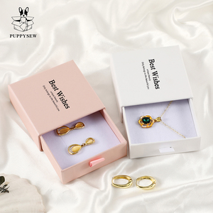 PUPPYSEW 9*9cm Cardboard Jewelry <b>Box</b> Handmade Jewelry Packaging Drawer <b>Box</b> Necklace Ring <b>Earrings</b> <b>Box</b> Custom logo - Product Image 1