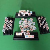 106 Set Permainan Rummy dengan 4 Rak Plastik, Kepingan Permainan Rummy Klasik, Ubin, Permainan untuk Teman dan Keluarga