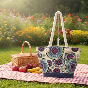 Conjunto de Bolso y Sombrero de Paja para Mujer, Moda de Verano, Viajes al Aire Libre, Playa, Bolso de Mano de Paja, Bolso Tote de Paja para Damas - Product Image 4