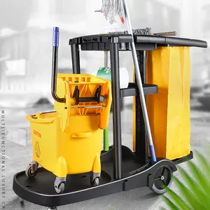 Multipurpose Plastic Hotel Hospital Housekeeping Maid Cleaning Cart Janitor Cart Cleaning Trolley