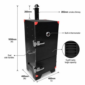 Parrilla de Metal de acero inoxidable OEM ahumador personalizado, parrilla ahumadora de paleta negra, parrillas ahumadoras de leña para barbacoa de camping al aire libre - Product Image 2