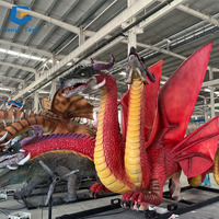 Statue de dragon occidental à trois têtes animatronique grandeur nature AD-06, dragon animatronique à vendre