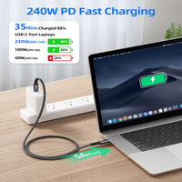 Câble USB-C de charge rapide 240W 5A, personnalisé en usine, 1m 2m 3m, tressé en nylon, PD 3.1, cordon de chargeur USB Type-C