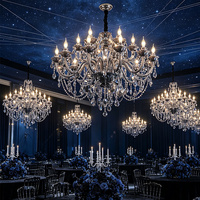 Lustre de luxe en cristal argenté de grande taille, luminaire suspendu décoratif pour plafond haut, idéal pour les mariages, les banquets et l'éclairage de scène