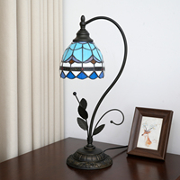 Lampe de table style dropshipping avec feuille métallique, lampe de bureau en verre teinté style méditerranéen, lampe de lecture Art Déco