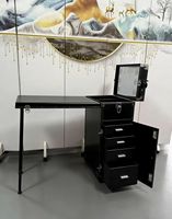 Table à ongles LED portable avec Bluetooth et rangement, station de manucure pliable blanche pour salon et usage domestique, 3 lumières réglables