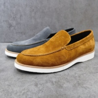 Mocassins de luxe pour hommes Senpin A2229-21 avec logo personnalisé, en cuir véritable fait main, semelle intermédiaire en PU, doublure en maille, confortables et faciles à enfiler
