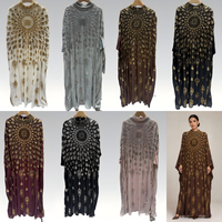 Robe longue musulmane élégante et modeste, caftan de luxe brodé et perlé, avec manches cape dorées en forme de goutte d'eau, pour le Moyen-Orient, vente en gros, Aïd