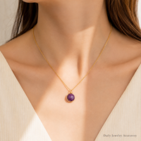 Collier pendentif en améthyste naturelle enroulée sur fil, chaîne en acier inoxydable, bijoux or et argent