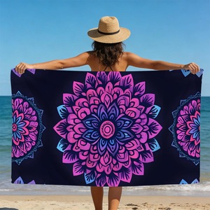 <b>Purple</b> Blue Mandala Flower Microfiber Beach <b>Towel</b> Beach Blanket <b>Towel</b> Compact Oversized Sand Free Super Absorbent Soft - Product Image 3