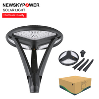 Lampe solaire de jardin ronde à luminosité efficace, base triangulaire, LED 40W, lampadaire de cour, lampadaire de rue, poteau détachable de 3m 4m pour parc