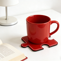 Ensemble de dessous-de-verre amusants en cuir PU, imperméables, pour café, thé, protection de table à la maison ou au bureau, protège-tables pour tasses à café